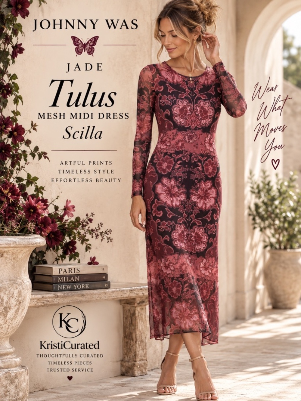 Johnny Was Jade Tulus Mesh Midi Dress Scilla XS NWT $225